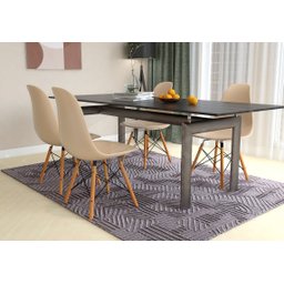 Cadeira Charles Eames Eiffel Pés De Madeira Palito Kit com 4 AJL Cadeira Eames - 1