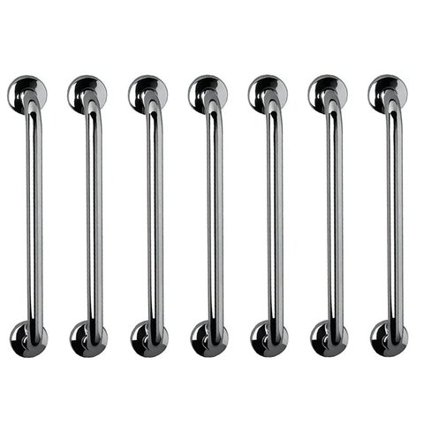 Barra de Apoio 60cm Aço Inox Kit 7 Unidades Suporte Segurança Idoso Criança Gestante Corrimao Parede
