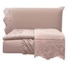 Jogo de Cama Lençol Bella Queen 4 Peças Micropercal 300 Fios Bordado Inglês Macio Rosê 100% Poli - 3