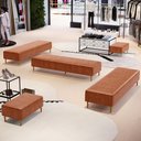 Ver imagem 2 de Kit 02 Puffs Decorativo Sala de Estar Bali W01 Pés Palito 210x60cm Couríssimo Camel - Lyam Decor