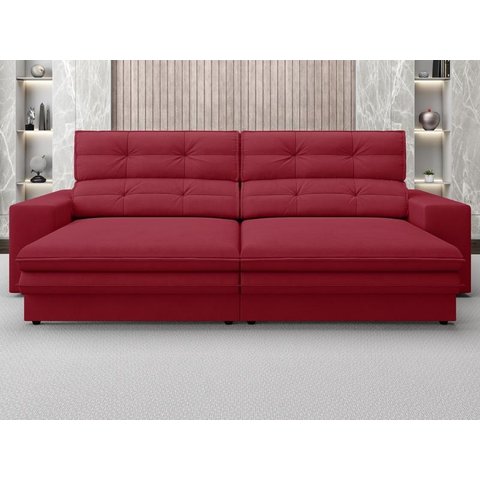 Sofá Pegasus 2,00M Assento Retrátil e Reclinável Velosuede Vermelho - Netsofás