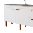 Ver imagem 3 de Gabinete de Cozinha 100% MDF Armário 144cm 2 Gavetas Branco:Branco Brilho