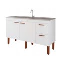 Ver imagem 1 de Gabinete de Cozinha 100% Mdf Armário 144cm 2 Gavetas Branco:branco Brilho