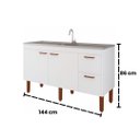 Ver imagem 5 de Gabinete de Cozinha 100% MDF Armário 144cm 2 Gavetas Branco:Branco Brilho