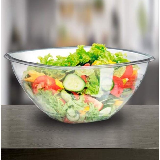 Saladeira Grande 4,5 L + Colher + Garfo de Salada Acrílico Conjunto para Salada Kit 3 Peças Top Cozi - 4
