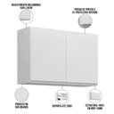 Ver imagem 4 de Armário Aéreo para Cozinha 2 Portas 80cm Liz M05 Branco - Inoviza