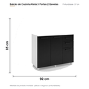 Ver imagem 5 de Balcão de Cozinha Keila 3 Portas 2 Gavetas Branco Preto Formimóveis