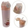 Garrafa Térmica Infantil Com Canudo 420mls Aço Inox Squeeze Escolar Tampa Ursinho Água Suco Rosa - 1