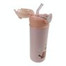 Garrafa Térmica Infantil Com Canudo 420mls Aço Inox Squeeze Escolar Tampa Ursinho Água Suco Rosa - 4