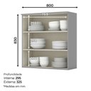 Ver imagem 3 de Armario Aereo 2 Portas Vidro Mdf 80 Cm Americana C366 Cinza Henn