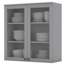 Ver imagem 1 de Armario Aereo 2 Portas Vidro Mdf 80 Cm Americana C366 Cinza Henn