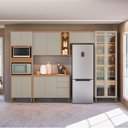 Ver imagem 1 de Cozinha Completa Modulada 5 Peças com Torre Quente e Cristaleira Allure Marrom/Jequitibá/Gris Fosco