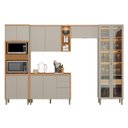 Ver imagem 2 de Cozinha Completa Modulada 5 Peças com Torre Quente e Cristaleira Allure Marrom/Jequitibá/Gris Fosco