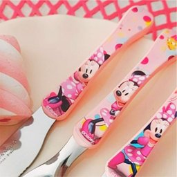 Kit Refeição Infantil Minnie Disney 6 Peças Prato, Tigela, Copo 3d e Talheres - Tuut - 3