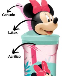 Kit Refeição Infantil Minnie Disney 6 Peças Prato, Tigela, Copo 3d e Talheres - Tuut - 2