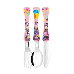 Kit Refeição Infantil Minnie Disney 6 Peças Prato, Tigela, Copo 3d e Talheres - Tuut - 7
