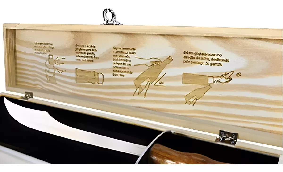 Ver imagem 4 de Sabre para Abrir Espumante Champagne Boccati Caixa Madeira