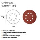 Ver imagem 2 de Kit 50 Discos de Lixa Velcro 125mm 4.1/2” Grão 120