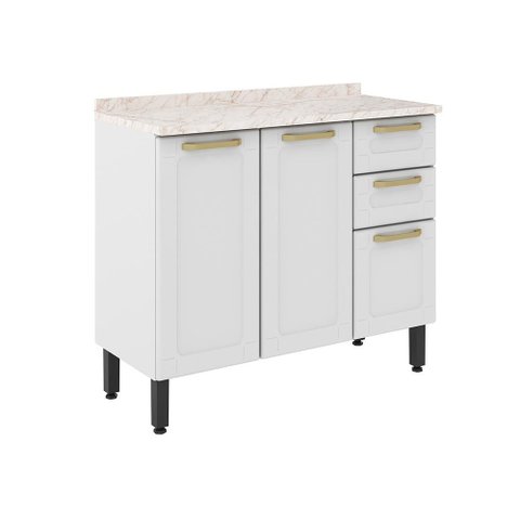 Balcão Cozinha em Aço Colors Branco Bertolini