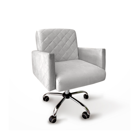 Poltrona Decorativa Giratória Juliana Veludo Mq Decor - Cinza Claro