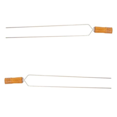 Espetos Churrasco Kit 2 para Churrasqueira Cabo de Madeira