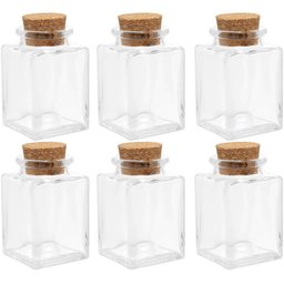 6 Mini Potes de Vidro Porta Temperos com Tampa de Rolha Lembrancinha Quadrados Lyor - 1