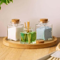 6 Mini Potes de Vidro Porta Temperos com Tampa de Rolha Lembrancinha Quadrados Lyor - 4