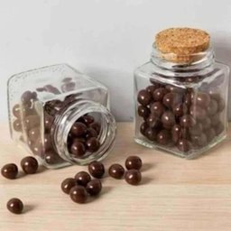 6 Mini Potes de Vidro Porta Temperos com Tampa de Rolha Lembrancinha Quadrados Lyor - 6