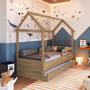 Cama Infantil Montessoriana com Cama Auxiliar