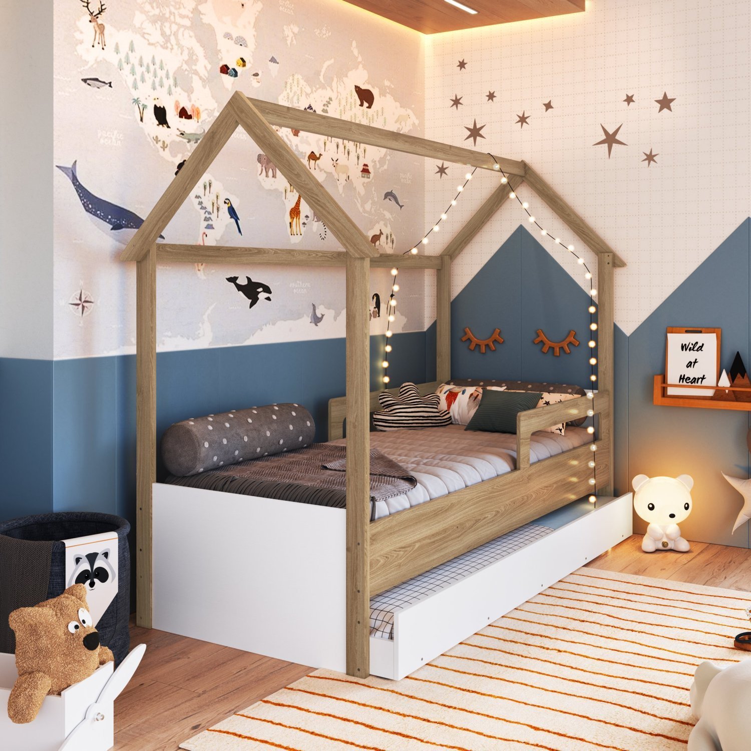 Cama Infantil Montessoriana com Cama Auxiliar