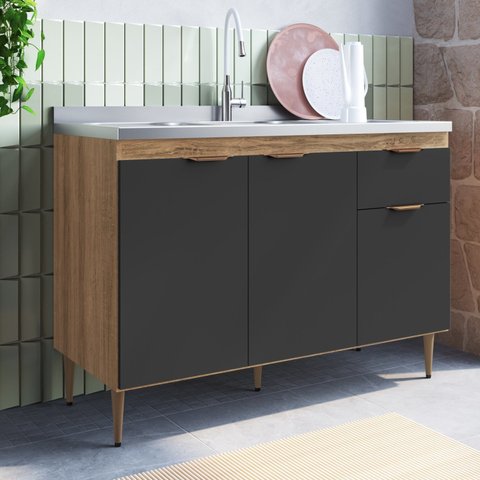 Armário Balcão 3 Portas 1 Gaveta 120cm Veneza Modulada