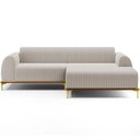Ver imagem 3 de Sofá 5 Lugares Chaise Direito Sala Molino 320cm D02 Pés D\'ouro Bouclê Creme B-54