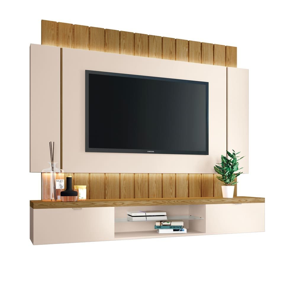 Painel Suspenso Leticia Tv 55 180cm Carvalho Intense Off White Bnn ...