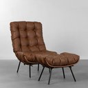 Ver imagem 1 de Poltrona e Puff Costela Slim Alta - Trellis Cognac Abra Casa