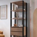 Ver imagem 2 de Estante Livreiro 183x60cm 02 Gavetas Preto Montana Proddy Preto Montana