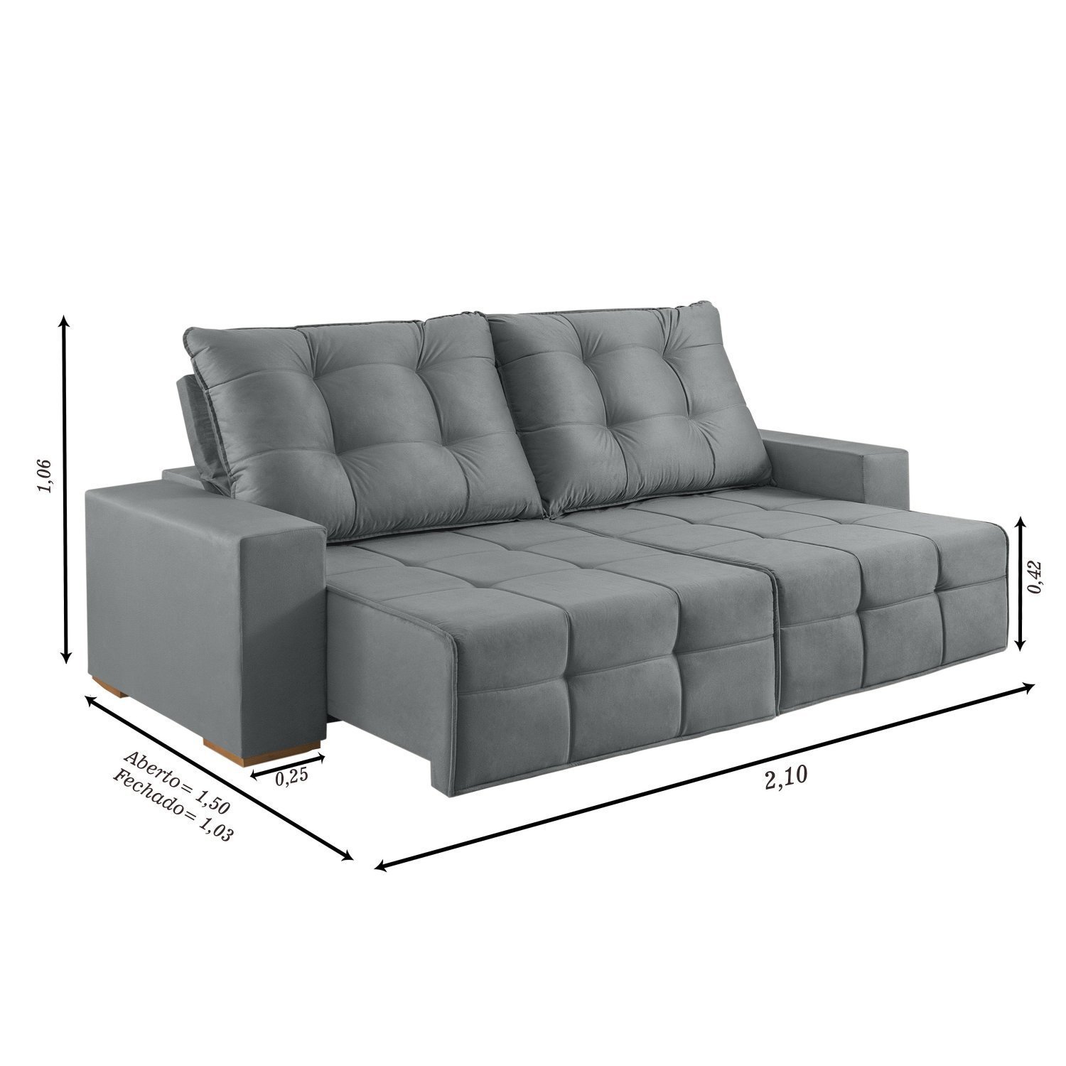 Sofá 3 Lugares Retrátil e Reclinável 210cm Belgrado - 3
