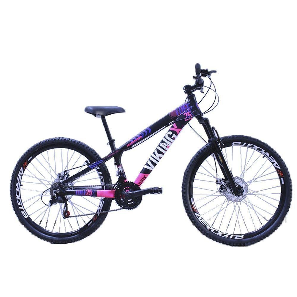 Bicicleta Viking X Tuff 25/30 Aro 26 |21v Preto Rosa | MadeiraMadeira