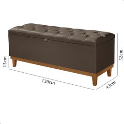 Recamier Baú Dubai Corino Marrom Casal 1,30m Estofado Base Madeira - 7