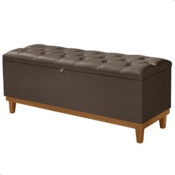 Recamier Baú Dubai Corino Marrom Casal 1,30m Estofado Base Madeira - 1