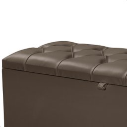 Recamier Baú Dubai Corino Marrom Casal 1,30m Estofado Base Madeira - 3