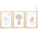 Ver imagem 1 de 3 Quadros Decorativos Infantil Ursinho Coelhinho Balão Nuvem:pinus