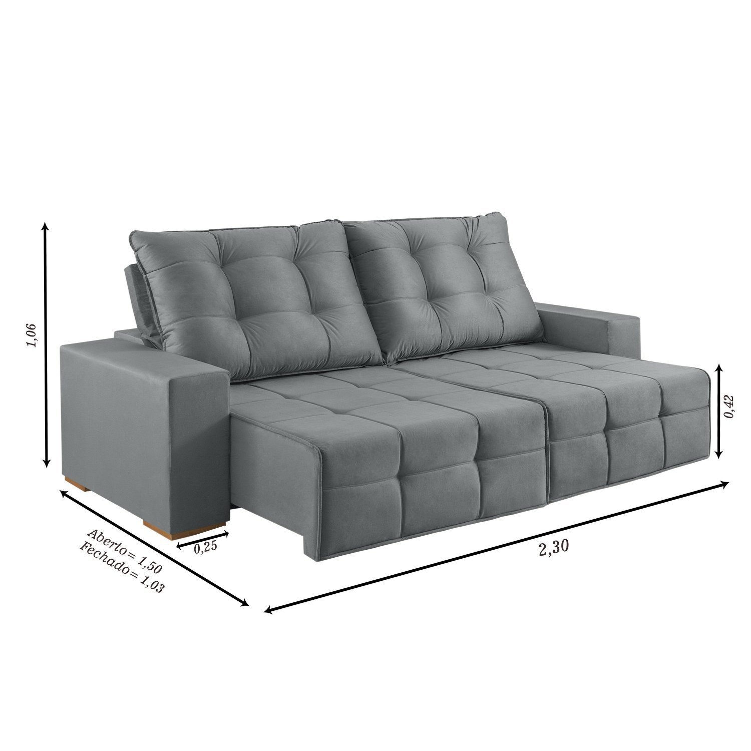 Sofá 3 Lugares Retrátil e Reclinável 230cm Belgrado - 3