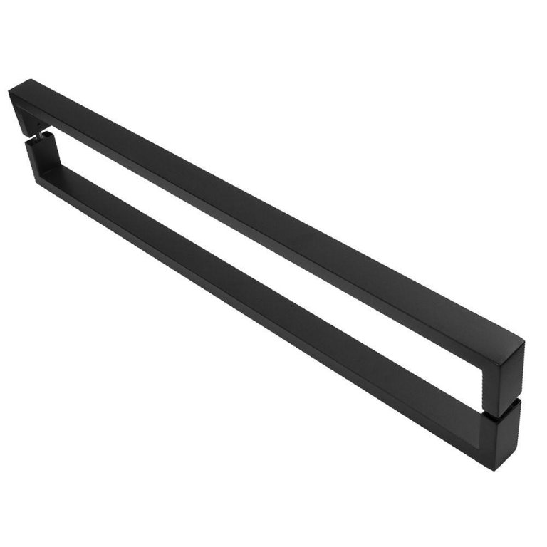 Puxador Inox U para Porta Pivotante Preto Fosco 80cm