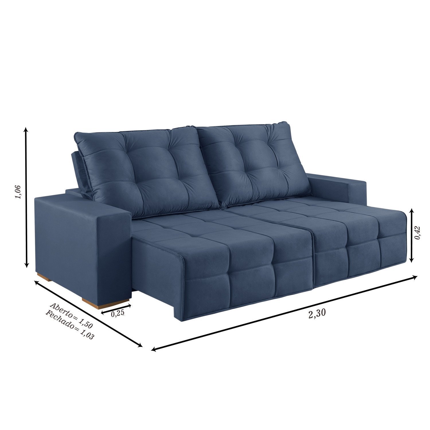 Sofá 3 Lugares Retrátil e Reclinável 230cm Belgrado - 3