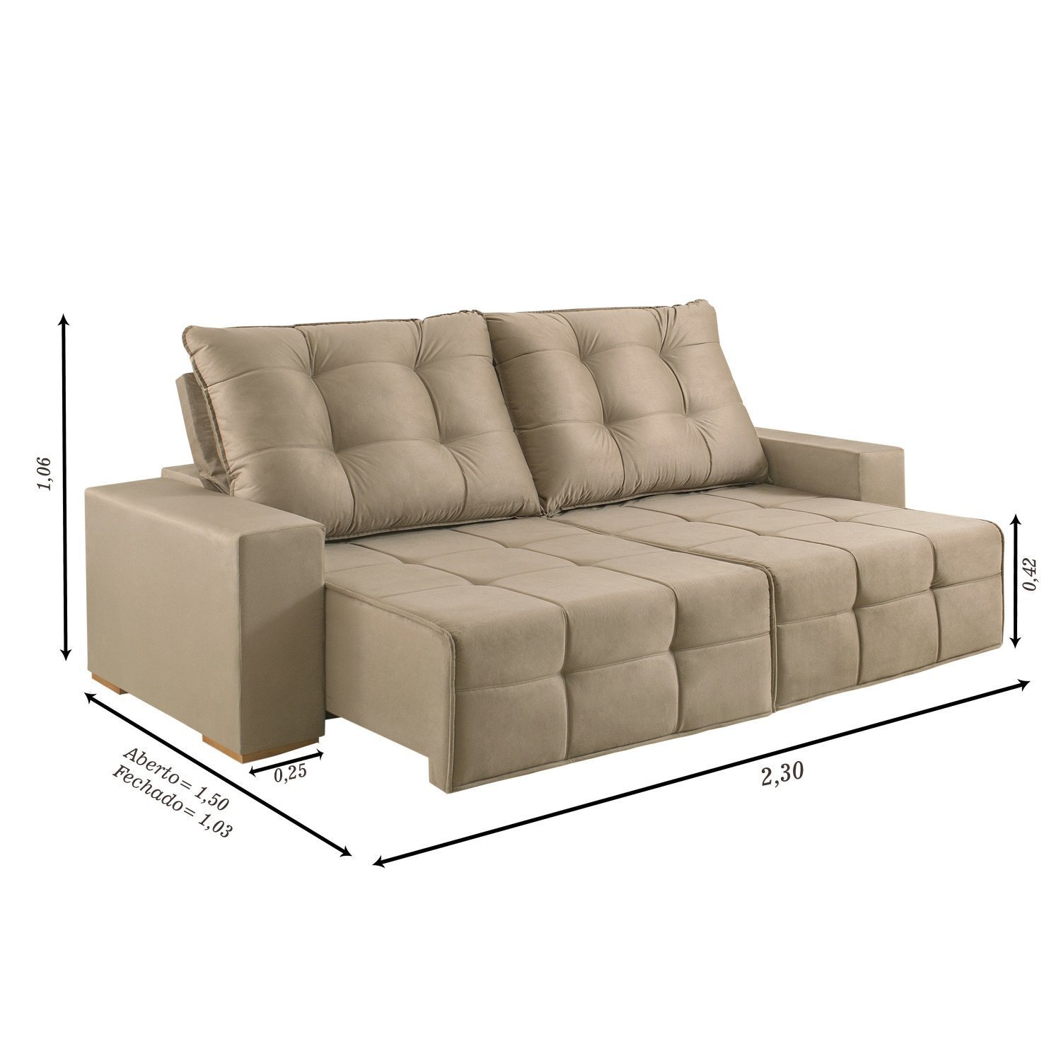 Sofá 3 Lugares Retrátil e Reclinável 230cm Belgrado - 3