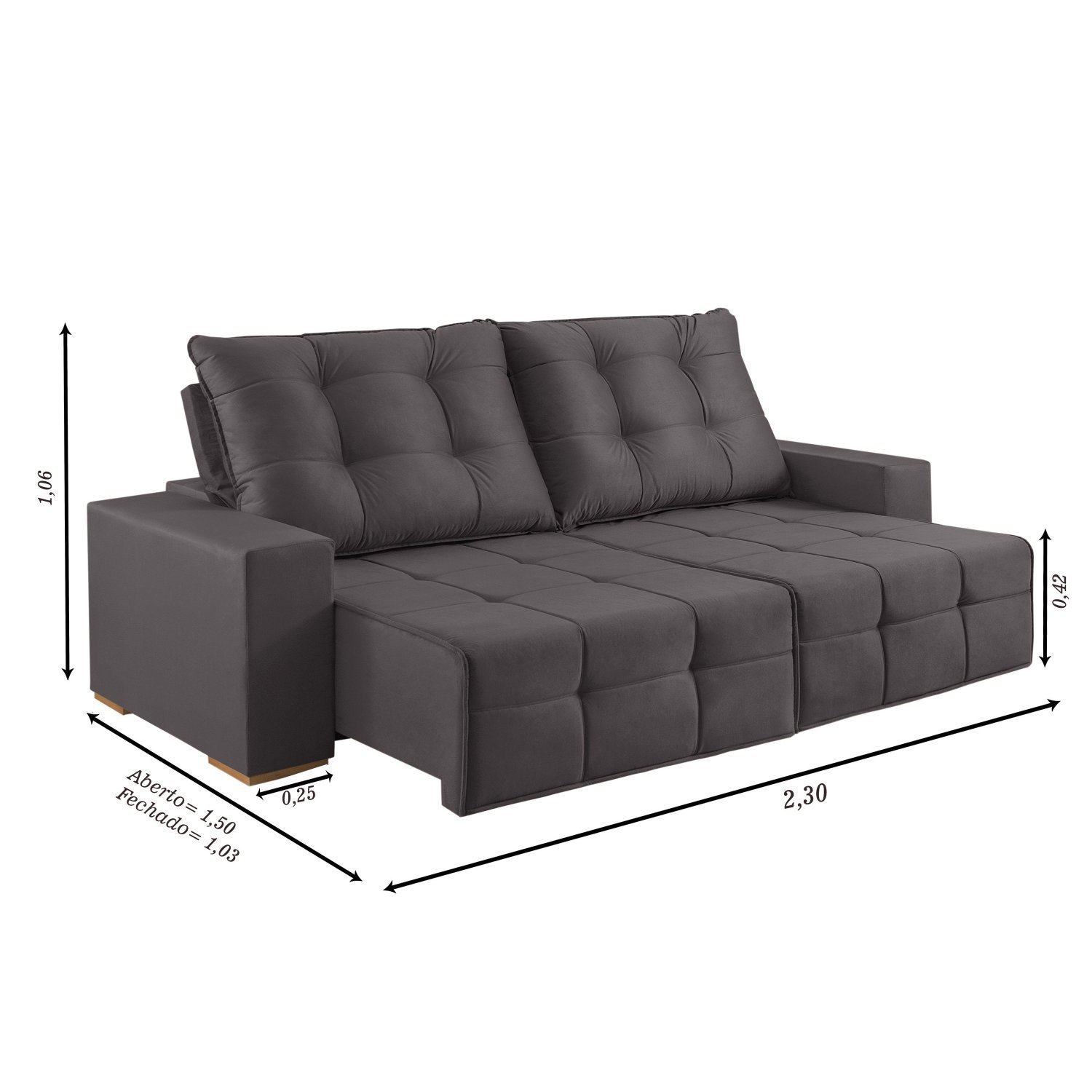Sofá 3 Lugares Retrátil e Reclinável 230cm Belgrado - 3