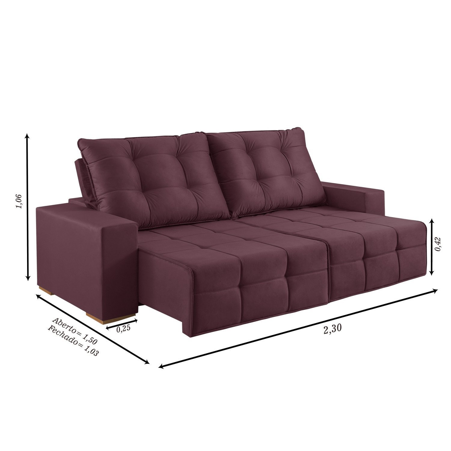 Sofá 3 Lugares Retrátil e Reclinável 230cm Belgrado - 3