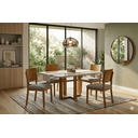 Ver imagem 2 de Conjunto Sala de Jantar 4 Lugares Safira Mesa e Cadeiras Madeira Maciça Tecido Linho Prata e Tampo C
