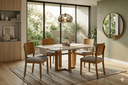Ver imagem 2 de Conjunto Sala de Jantar 4 Lugares Safira Mesa e Cadeiras Madeira Maciça Tecido Linho Prata e Tampo C