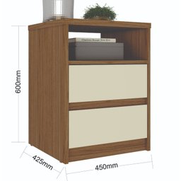 Mesa de Cabeceira 2 Gavetas 1 Nicho 100% MDF Gales - 3